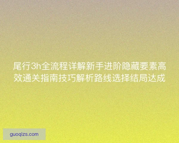尾行3h全流程详解新手进阶隐藏要素高效通关指南技巧解析路线选择结局达成